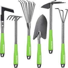 6-Piece Garden Tool Set, Heavy Duty Gardening Hand Tools with Soft Rubber Handle