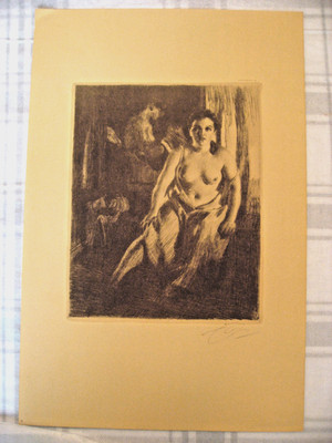 Vintage Anders Zorn The Bed Stool Bengtsons Lito AB Lithograph Signed 1926