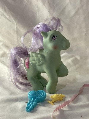 My Little Pony Peppermint Crunch G1 1987 Hong Kong VTG MLP w/ Barret Brush Ribbo