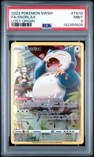 2022 POKEMON SWORD & SHIELD LOST ORIGIN #TG10 FULL ART/SNORLAX PSA 9