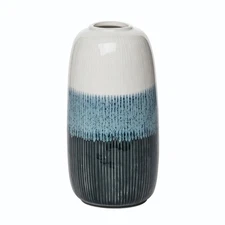 VIP Stoneware 8.7 in. White Reactive Glaze Vase