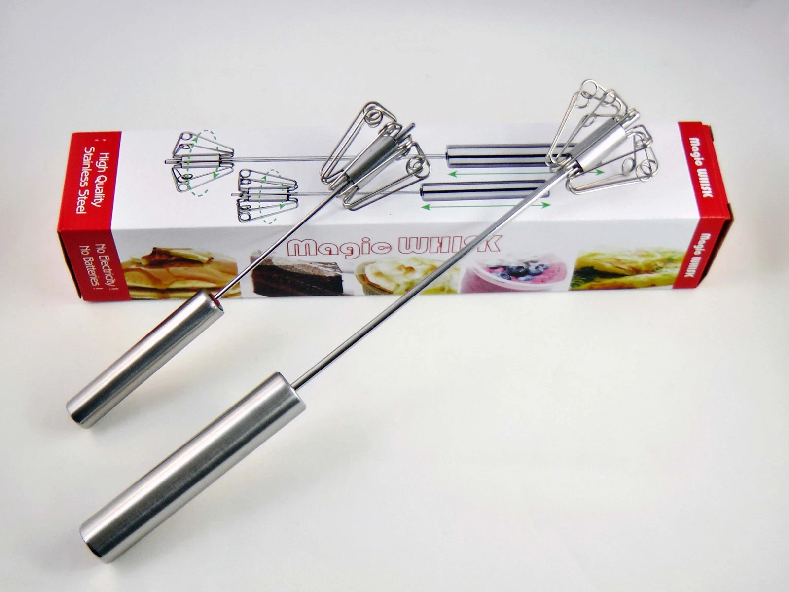 10" + 14" 2in1 Manual Stainless Steel Push Magic Miracle Whisk Mini sports 4 set