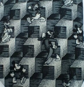 The Disney Store Mickey Mouse And Friends Necktie 100% Silk Geometric 