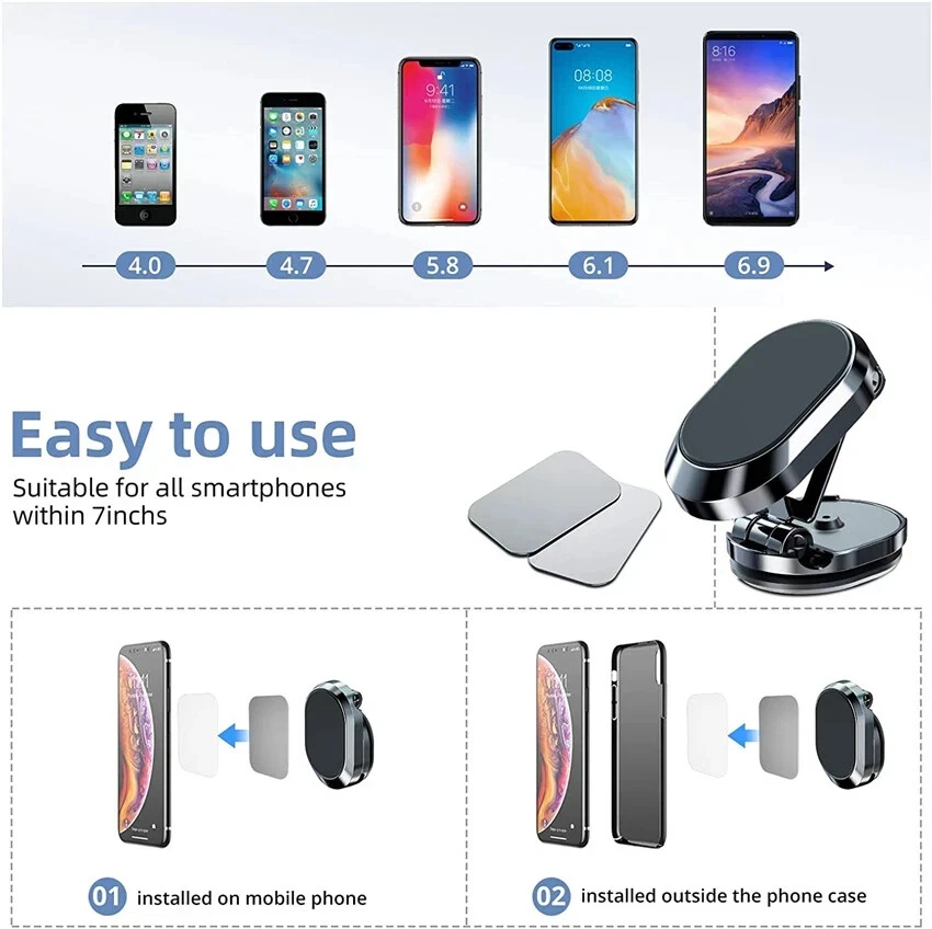 Rotatable Magnetic Car Phone Holder Magnet Smartphone - Image 4 of 4