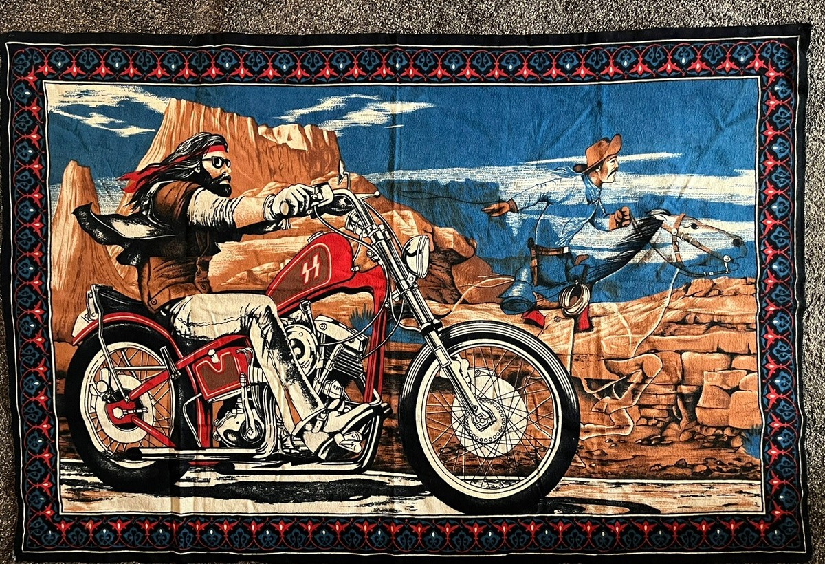1970's David Mann Harley Davidson Easy Rider Vintage Flag Buco