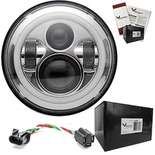 Eagle Lights 7" Chrome Halo LED Headlight for Harley Davidson