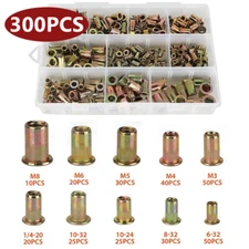 300 pcs Zinc Steel Rivet Nut Kit Rivnut Nutsert Assort 150pcs Metric+150pcs SAE