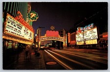 Postcard Reno Arch at Night Nevada