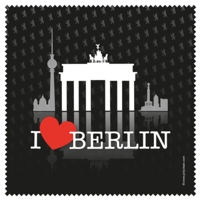 super Microfasertuch mit Spruch - I LOVE BERLIN - Brillenputztuch von POLYCLEAN