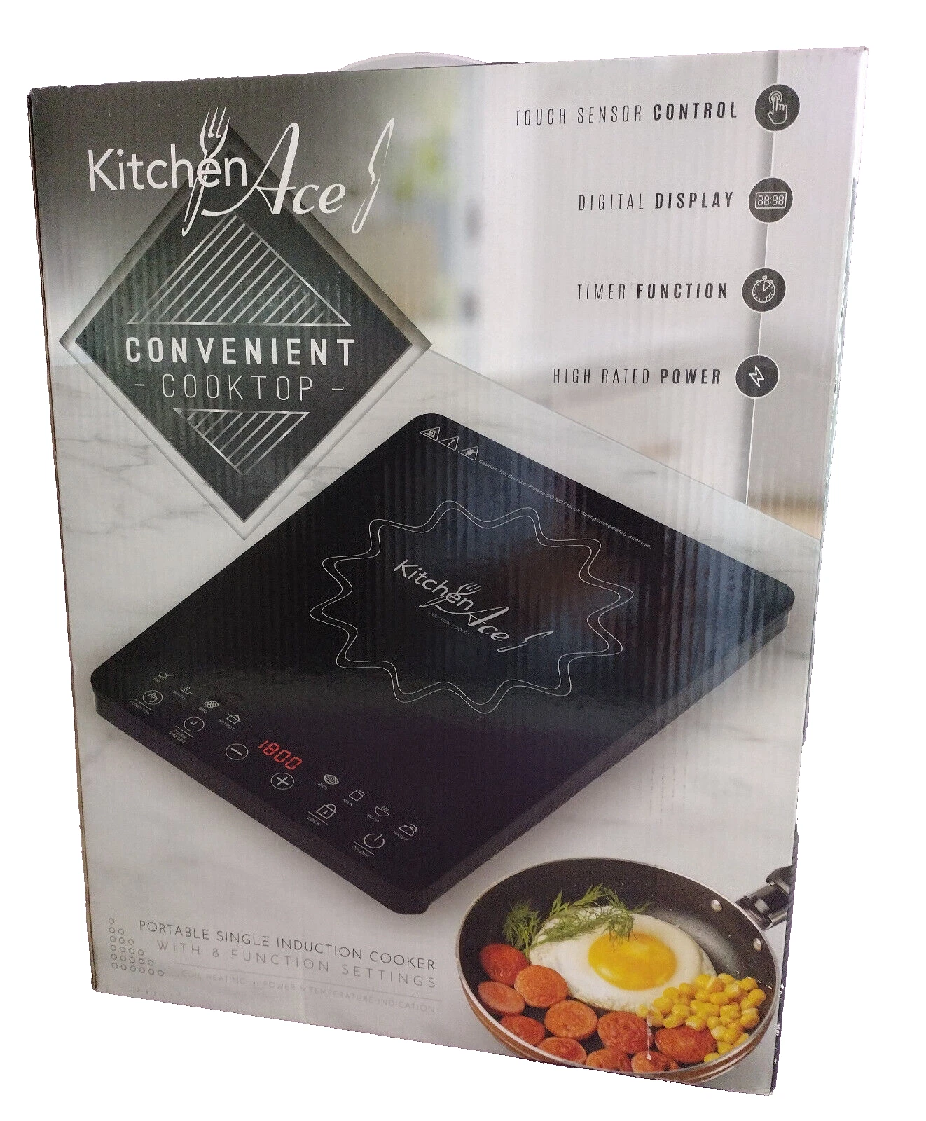 Portable Induction Cooktop 1800W Countertop Cooker Burner Black 8 Settings NEW