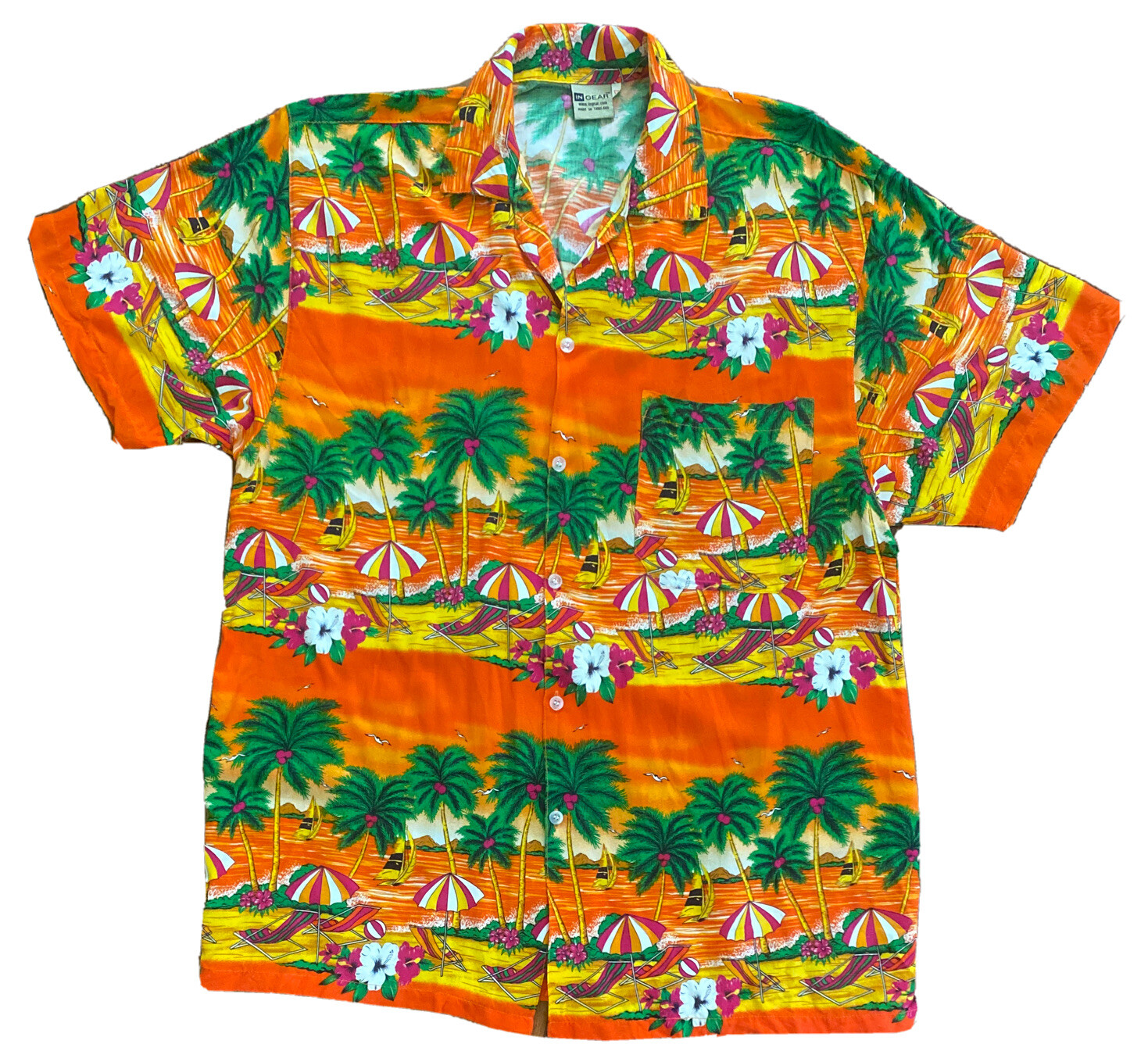 Bright Orange Hawaiian Shirt Beach Umbrella Chairs Pa… Gem