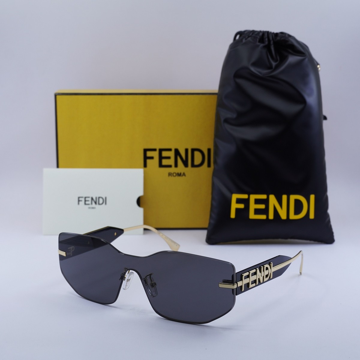 NEW FENDI GOLD GREY UNISEX SUNGLASSES FENDI FE40066U 30A Fendi FE40066U XL (99 - 199) with Grey lenses and Gold frame  main image 2