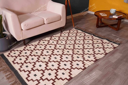 Hand Woven Natural Fiber Wool Jute Modern Flatweave Kilim Jute Décor Area Rugs - Picture 7 of 8
