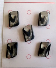 5/pcs Buttons Size M 3/4"(21mm) x 1/2"(12mm) Glitter/Black 2 Holes in the back