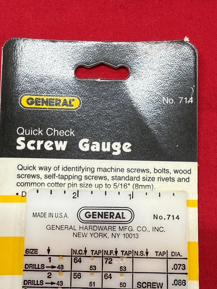 Herramientas Generales Nº Medidor de tornillos 714 - Stock vintage Foto 2 de 4