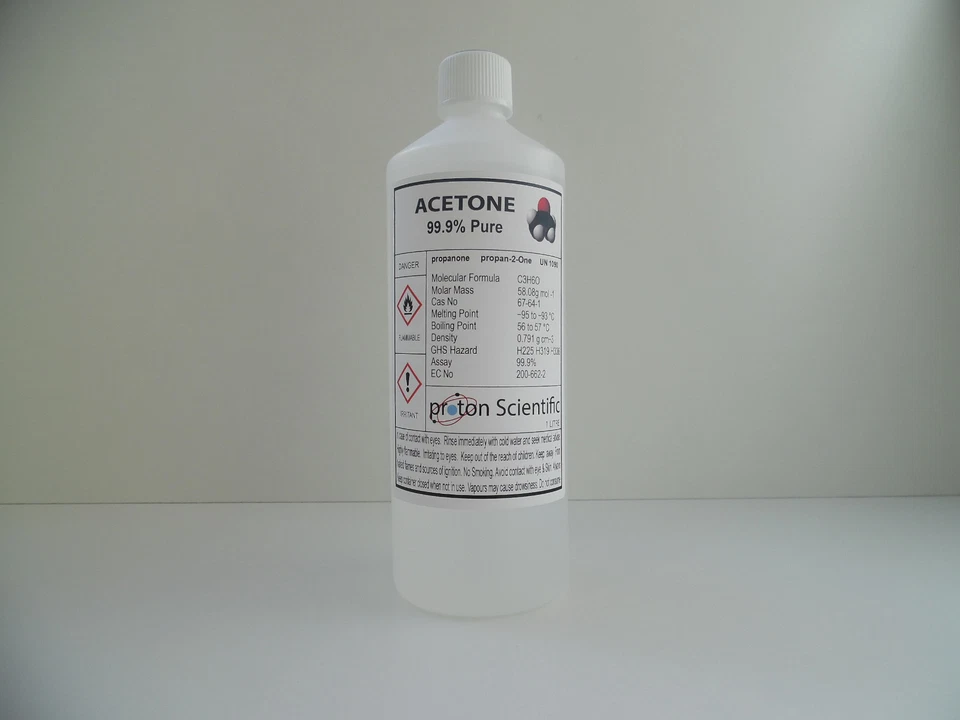 PROTON SCIENTIFIC Acetone 1 Litre 99.9% Pure ACS/Lab grade high Quality Nail varnish Remover