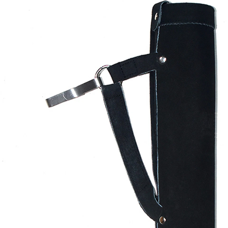 Aljaba de cuero de gamuza de cuero genuino hecha a mano negra aljaba soporte ... - Imagen 3 de 4