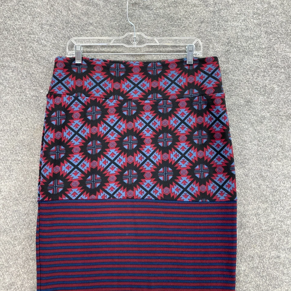 Falda LulaRoe para mujer XL azul geométrica línea A midi tiro medio cintura elástica Foto 3 de 4