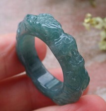 Certified Icy Blue Water Burma A JADE Jadeite Dragon RING USA. 10      601470