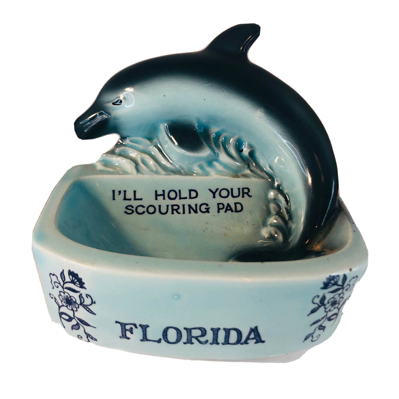Vintage Florida Dolphin Ceramic Kitchen Scouring Pad Holder eBay