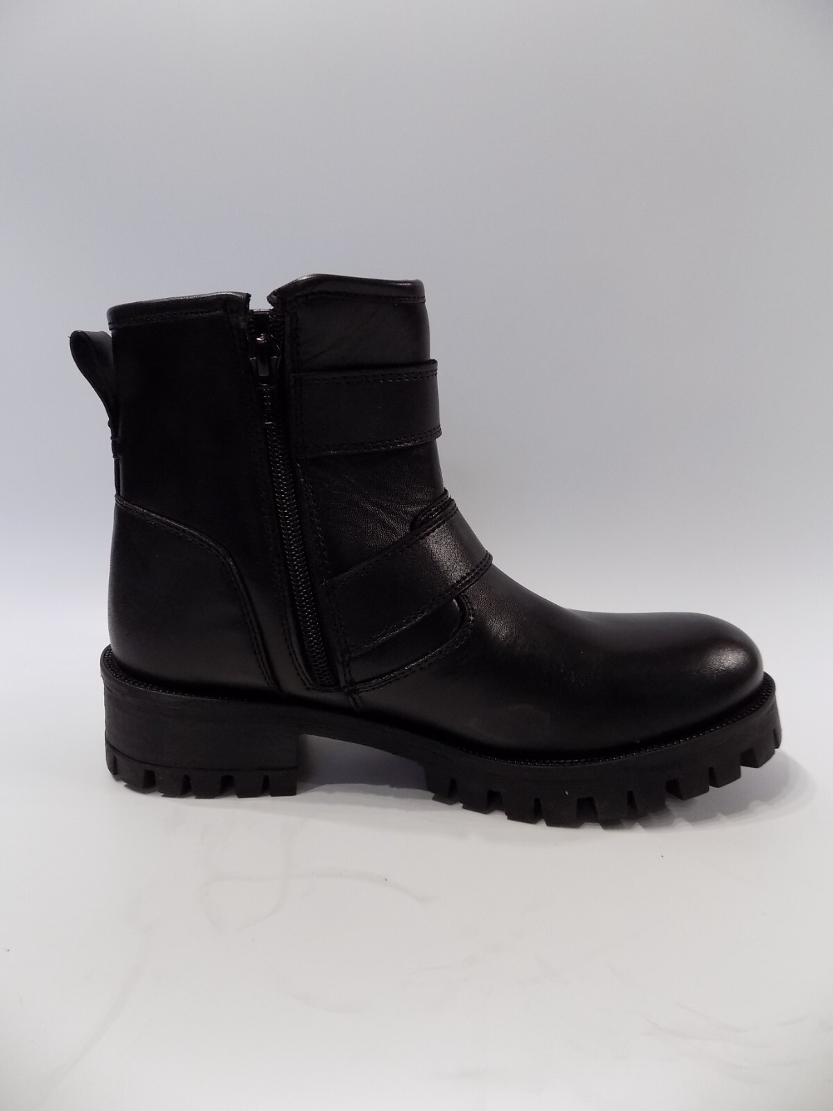 SAOLA Stivaletti biker neri in pelle misura da 5 a 4 5 donna suola grossa tacco basso onfire