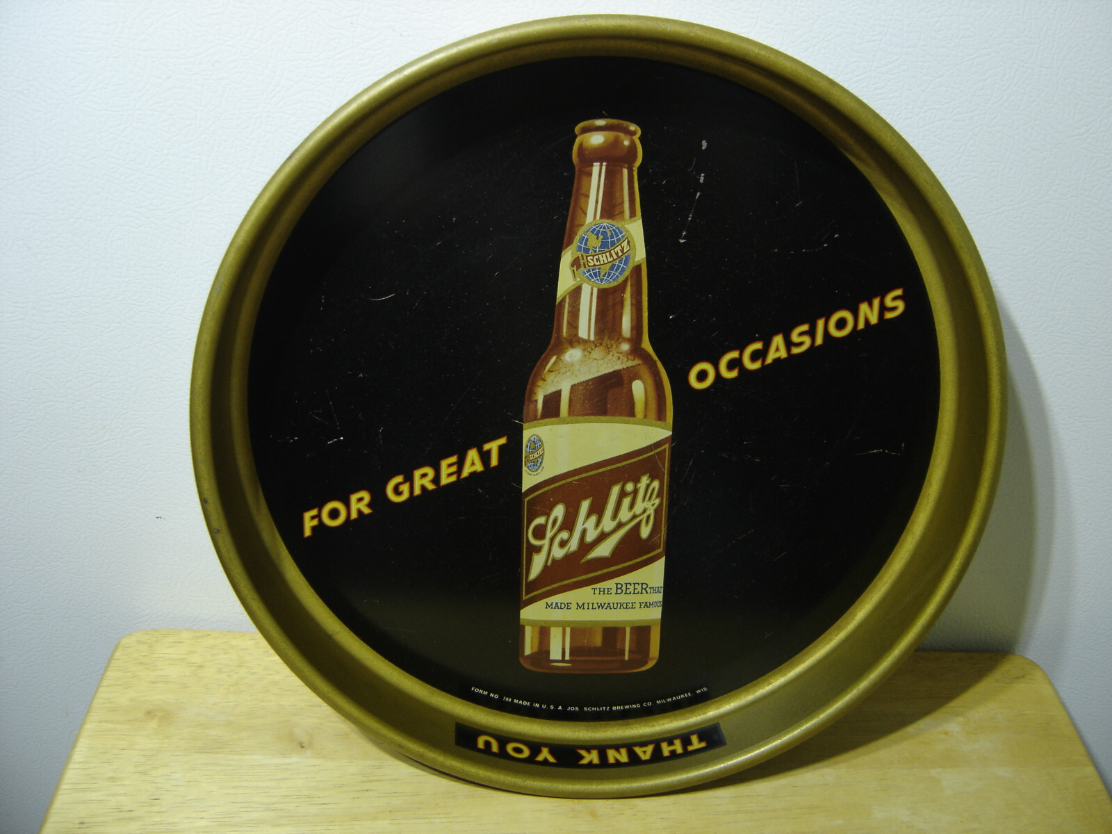 Very RARE Vintage Schlitz Beer tray 1946 "For Great Occasions" 13 inch