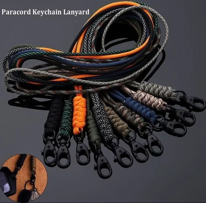 550 Paracord Keychain ID Lanyard w/ Black Lobster Clasp USA Seller Many  Colors!