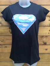 Image of Superman SMCL0055 Womans Superman Colour Logo 12 T-Shirt. Black Medium
