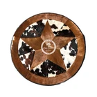 Round Cowhide Rug Tricolor Single Star 40" - 60" (3.3 ft - 5 ft)