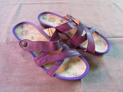 THINK! Leder Pantoletten 39 Violett Lila Tieffussbett Sabots Mules ca. 24,5 cm