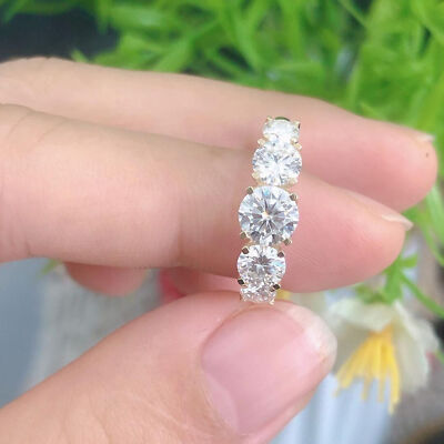 CT Certified Genuine Moissanite Five Stone Engagement Ring