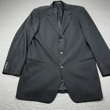 VTG Hugo Boss Blazer Mens 44L Long Black Wool Classic Three Button USA Union
