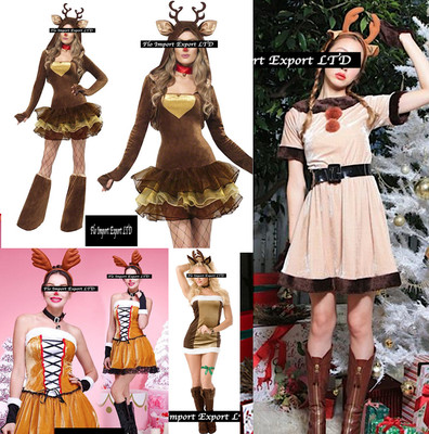 ZTBFHLZQ Cosplay Renna, Costume Renna Donna Cerchietto Renna Gonna Corta di Tulle Costume Da Renna Costume Renna Cosplay per Donna Carnevale Halloween Natale Cosplay Costume Party