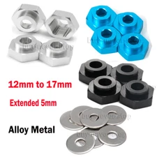 1/10 1/8 RC Car 12mm to 17mm Metal Wheel Hex Hub Adapters Extended 5mm (4Pcs)