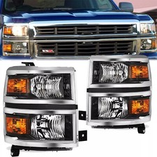 For 2014-2015 Chevy Silverado 1500 Black Pair Headlights Headlamps Left Right For 2014-2015 Chevy Silverado 1500 Black Pair Headlights Headlamps Left Right