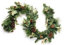 CraftMore Blakeley Pine Garland with Holly 6 Feet