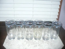 6 CORELLE COORDINATES NEEDLEPOINT GLASSES TUMBLERS COOLERS 6-1/4"