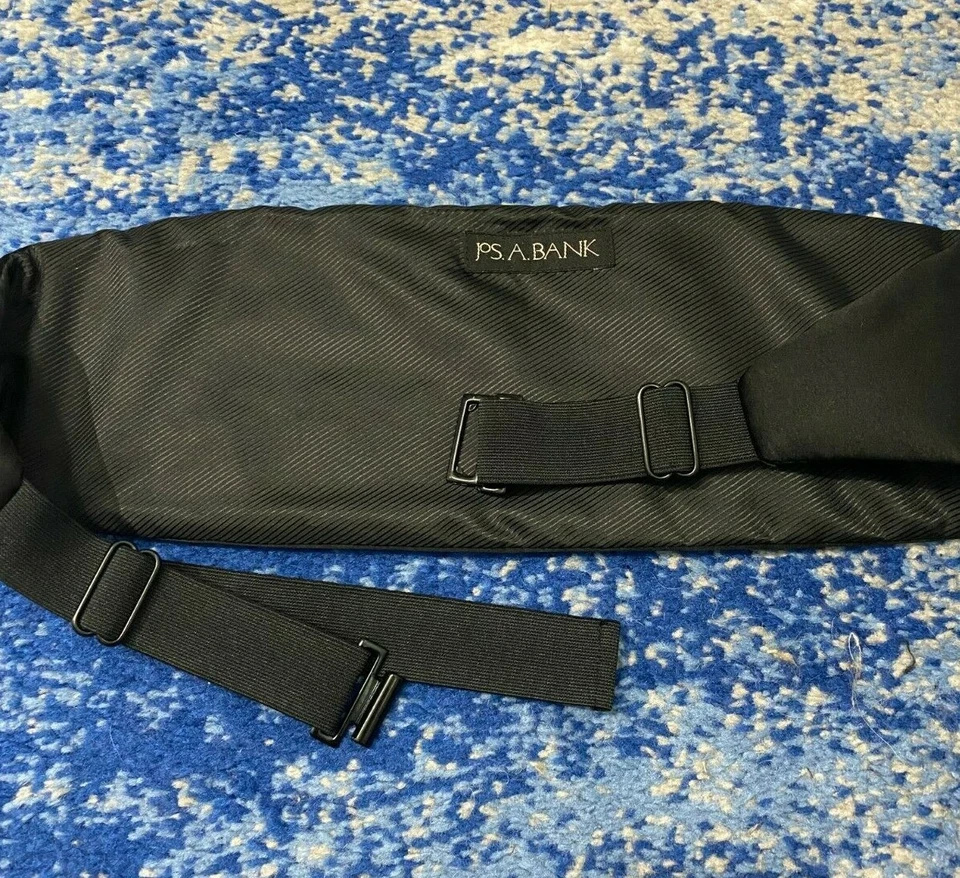 Jos. A Bank Black Pleated Satin Silk Adjustable Cummerbund  - Image 3 of 4