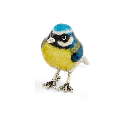Saturno Silver and Enamel Blue Tit - Picture 2 of 3