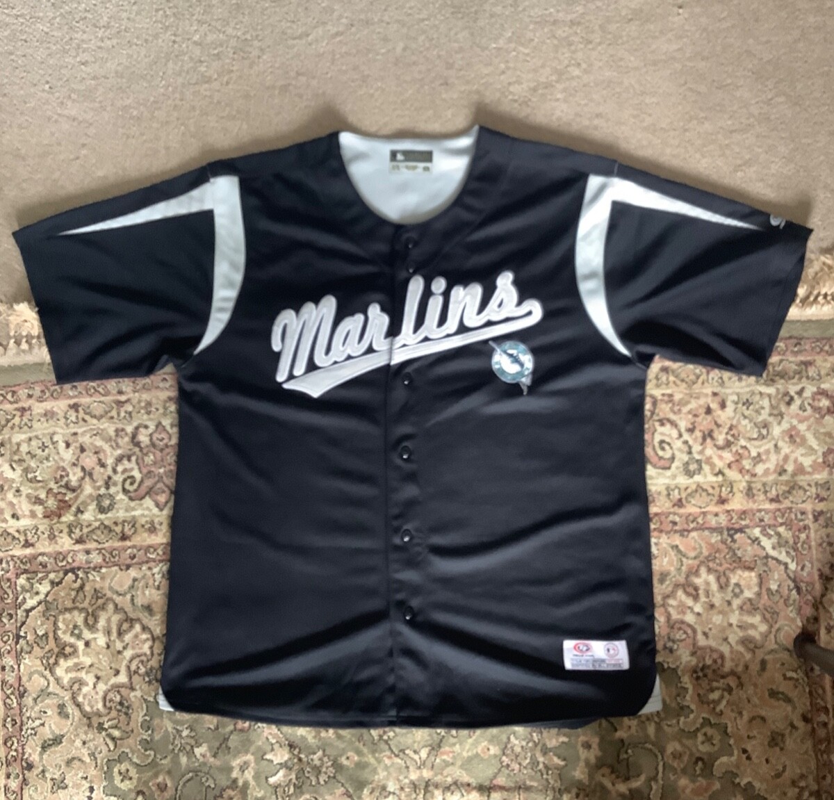 Vintage Marlins 90S Genuine X-Large Button up Baseball Jersey Like NWOT