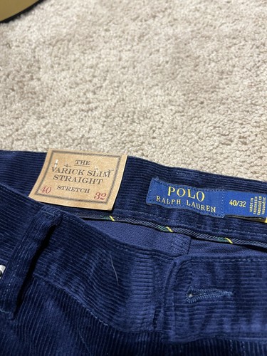 Polo RALPH LAUREN Mens 40x32 Navy Varick Slim Straight Cordury Pants NWT - Picture 4 of 8