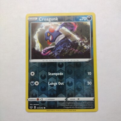 Reverse Holo Croagunk 123/202 Sword & Shield - Same Day Shipping!