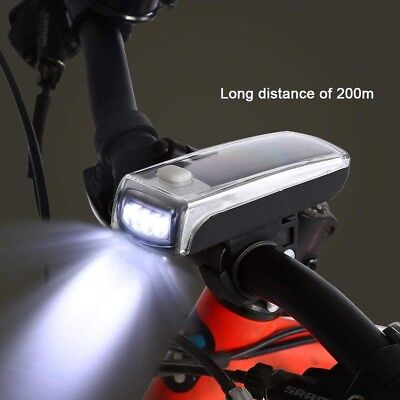 Bicycle Solar Headlight Warn Tail Light Rechargeable Safe Bike Rear Lamp RF
