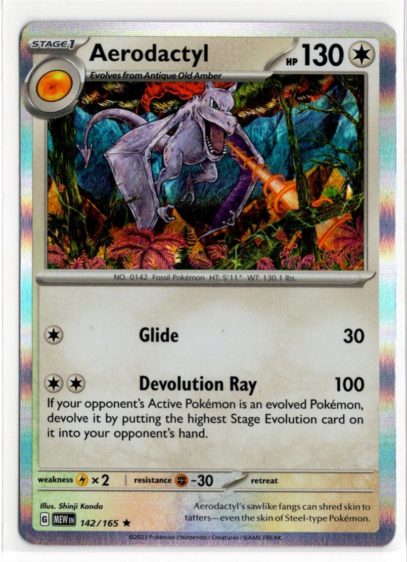 Pokemon Scarlet Violet 151 Holo Rare 142/165 Aerodactyl