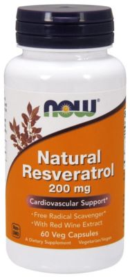 NOW FOODS, NATURAL RESVERATROL 200mg Megapotenz 60 Veg. Kapseln SUPER PREIS