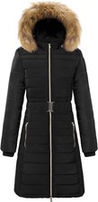 Wantdo Women's Long Winter Coat Hooded Puffer Coat Warm Waterproof Puffy Jackets