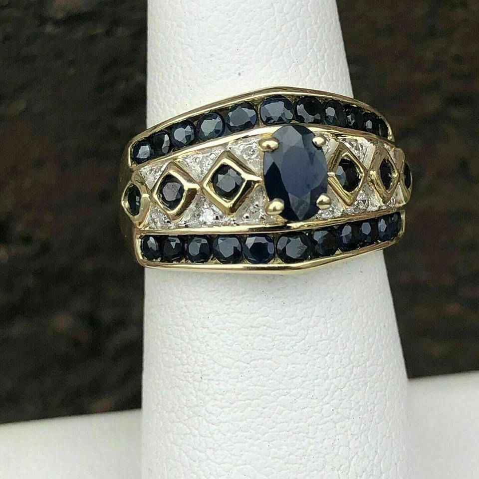 4Ct Oval Cut Black Lab Created Diamond Women's Wedding Ring 14K Yellow Gold Over - Image 3 of 4