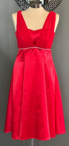 Womens Red Polyester Satin Dress Party Formal Perf