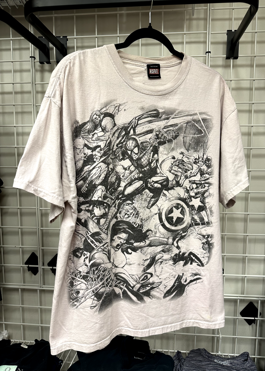 Vintage Black and White Marvel Comics T-Shirt XL | eBay Vintage Black and White Marvel Comics T-Shirt XL | eBay