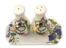 Servizio Set da Cucina SALE e PEPE in ceramica con piattino DECORATI A MANO